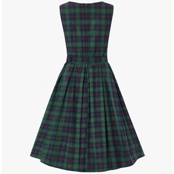 Dolly & Dotty Annie Retro Check Swing Dress in Dark Green and Blue - Picture 5 of 5
